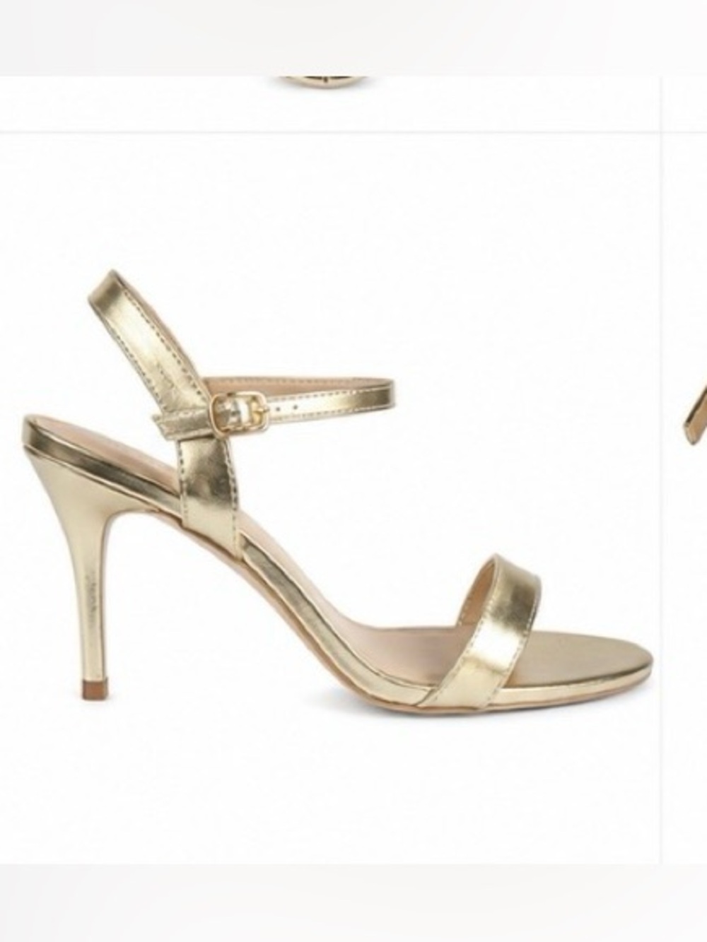 le chateau Gold Metallic Ankle Strap Heels/Classic Evening Sandals Size 7